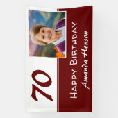 Rode 70e verjaardagsfeest foto achtergrond spandoek (Verticaal)