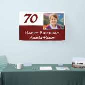 Rode 70e verjaardagsfeestje foto achtergrond spandoek (Beurs)