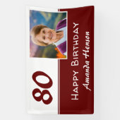 Rode 80ste verjaardag Party Foto achtergrond Spandoek (Verticaal)