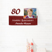 Rode 80ste verjaardag Party Foto achtergrond Spandoek (Insitu)