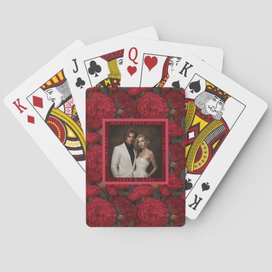 Rode aangepaste anjer geïnspireerd voorjaarsbruilo pokerkaarten (Achterkant)