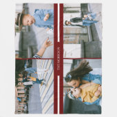 Rode aangepaste foto's Collage familienaam op maat Fleece Deken (Voorkant)