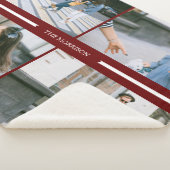 Rode aangepaste foto's Collage familienaam op maat Sherpa Deken (3/4)