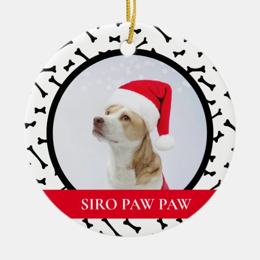 Rode aangepaste hond naam foto keramisch ornament (Voorkant)