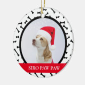 Rode aangepaste hond naam foto keramisch ornament (Links)