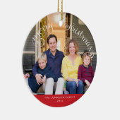 Rode aangepaste Kerstmis foto boom ornament (Rechts)