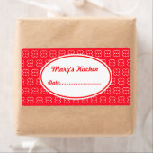 Rode aangepaste keukenlabels etiket (Insitu)