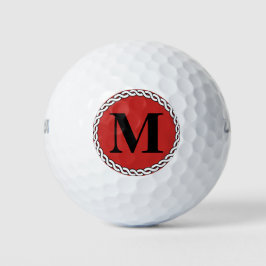 Rode aangepaste monogram Initialen touwrand Golfballen