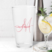 Rode Aangepaste monogram naam Modern Handschrift Glas