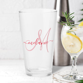 Rode Aangepaste monogram naam Modern Handschrift Glas