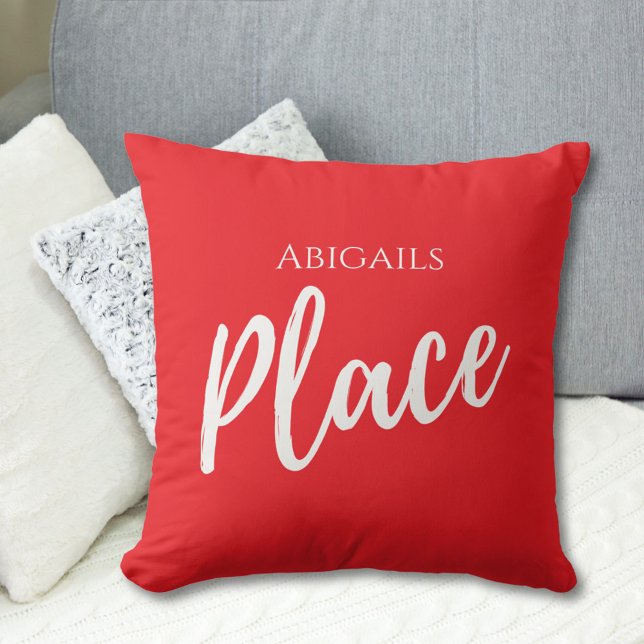 Rode Aangepaste Naam Plaats Kussen (Creator heeft geüpload)