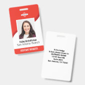 Rode aangepaste personeelslogo foto ID naam badge (Voor- en achterkant)