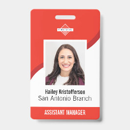 Rode aangepaste personeelslogo foto ID naam badge
