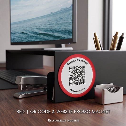 Rode aangepaste QR-code en websitepromo Magneet