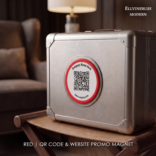 Rode aangepaste QR-code en websitepromo Magneet