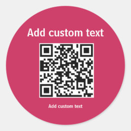 rode aangepaste QR-code personaliseer websticker Ronde Sticker