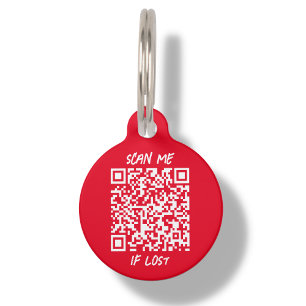 Rode aangepaste QR-code PET-ID-tag scannen Huisdierpenning