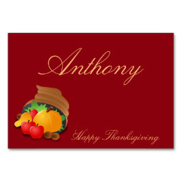 Rode aangepaste thanksgivingtafelkaarten overvloed kaart