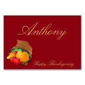 Rode aangepaste thanksgivingtafelkaarten overvloed kaart (Achterkant)