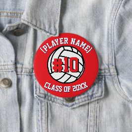 Rode aangepaste volleybalspeler en klasse ronde button 4,0 cm