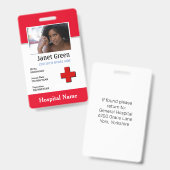 Rode aangepaste werknemer verpleegster dokter logo badge (Voor- en achterkant)