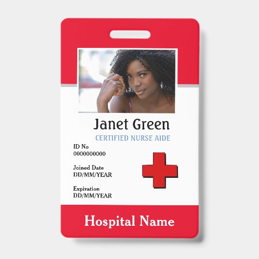 Rode aangepaste werknemer verpleegster dokter logo badge (Voorzijde)