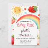 rode aardbei 1e feestje Eerste verjaardag Kaart (Voorkant)