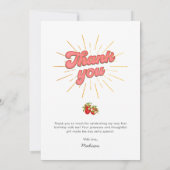 Rode aardbei 1e verjaardag Berry eerste Bedankkaart (Achterkant)