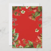 Rode aardbei 1e verjaardag bessen eerste uitnodigi kaart (Achterkant)