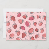 Rode aardbei 1e verjaardag foto meisje feest kaart (Achterkant)