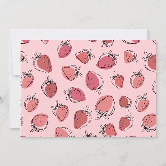 Rode aardbei 1e verjaardag foto meisje feest kaart (Achterkant)