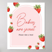 Rode Aardbei Baby shower Baby's zijn zoet Poster (Voorkant)