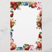 Rode Aardbei Baby Shower Blauwe Bes Zoete Kantoor Briefpapier (Achterkant)