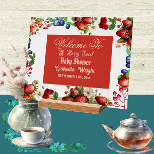 Rode aardbei Baby shower Blue Berry Sweet Schatt Acryl Bord