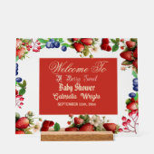 Rode aardbei Baby shower | Blue Berry Sweet Schatt Acryl Bord (Voorkant)