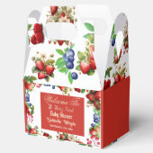 Rode aardbei Baby shower | Blue Berry Sweet Schatt Bedankdoosjes (Geopend)