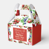 Rode aardbei Baby shower | Blue Berry Sweet Schatt Bedankdoosjes (Voorkant Zijde)