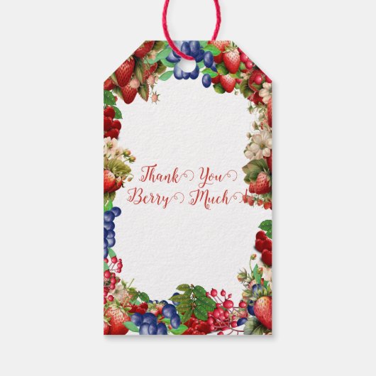 Rode aardbei Baby shower | Blue Berry Sweet Schatt Cadeaulabel (Achterkant)