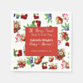 Rode aardbei Baby shower | Blue Berry Sweet Schatt Servet (Voorkant)