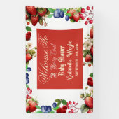 Rode aardbei Baby shower | Blue Berry Sweet Schatt Spandoek (Verticaal)