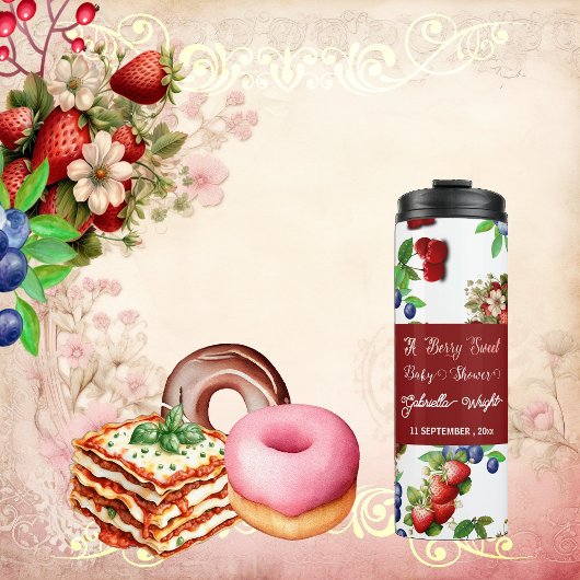 Rode aardbei Baby shower | Blue Berry Sweet Schatt Thermosbeker