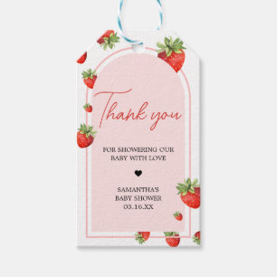 Rode Aardbei Baby shower Favor Tags Cadeaulabel