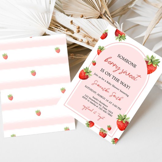 Rode aardbei Baby shower Kaart