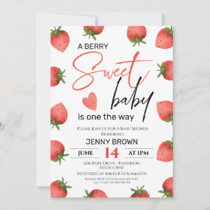 Rode aardbei Berry Sweet Baby Baby shower Kaart