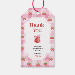 Rode Aardbei Bes Eerste Verjaardag Bedankt Cadeaulabel