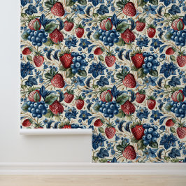 Rode Aardbei & Blauwe Blueberry Boerderij Stijl Behang