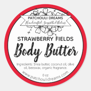Rode Aardbei Body Butter Labels