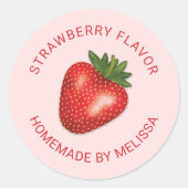 Rode Aardbei Custom Zelfgemaakte Product Smaak Ronde Sticker (Voorkant)