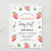 Rode Aardbei Daisy Berry Sweet 1e verjaardag Kaart (Voorkant)