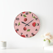 Rode Aardbei en Kers Patroon Roze Fruit Grote Klok (Huis)